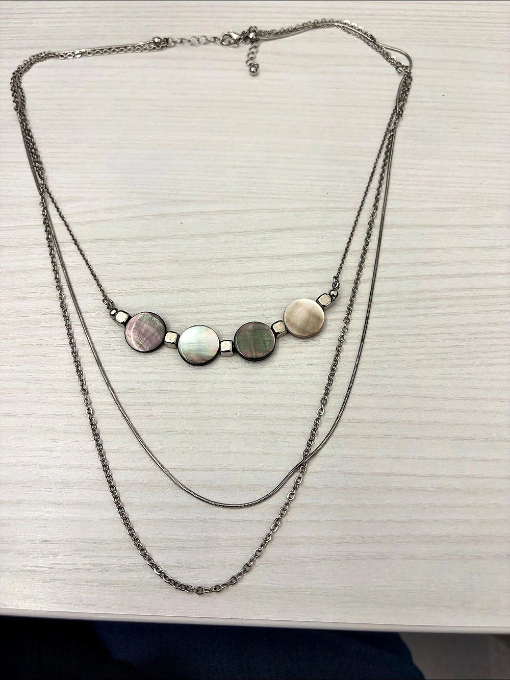 Layered Shell Bead Necklace in Gray & Multicolor